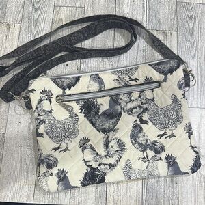 Chic Jem Quilted Rooster Print Crossbody Bag